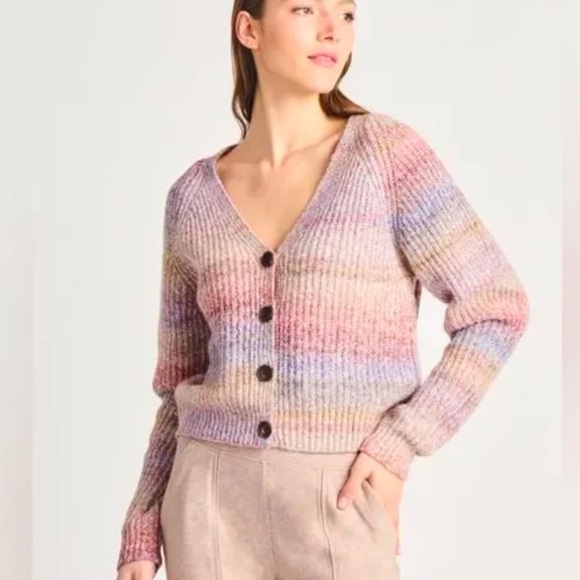 Rails -Josie Cardigan Amethyst Space Dye Multi Color Wool Blend Chunky Sweater - Picture 1 of 11